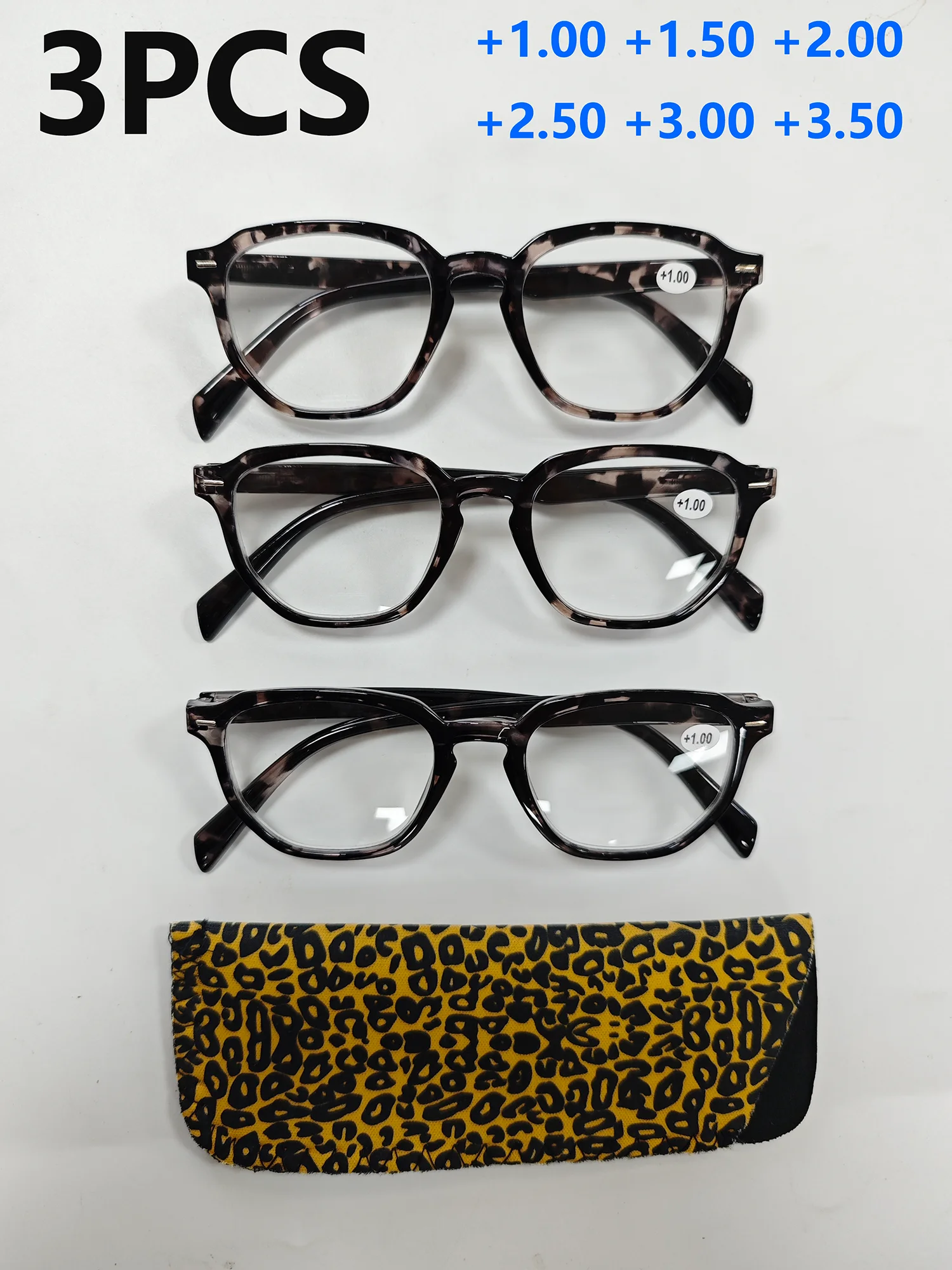 

3PCS Unisex Marble Pattern Reading Glasses with Spring Hinges No Slip