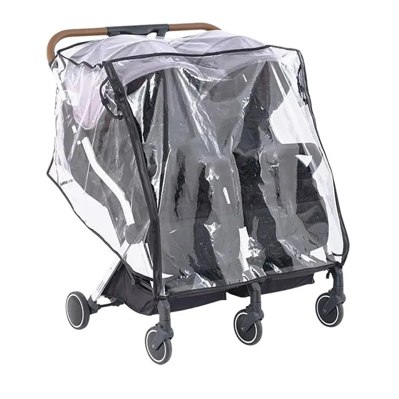 A67K-Double Stroller Weather Shield Rain Cover For Side By For Side For Baby Outdoor Seats, Twin Stroller Compatible