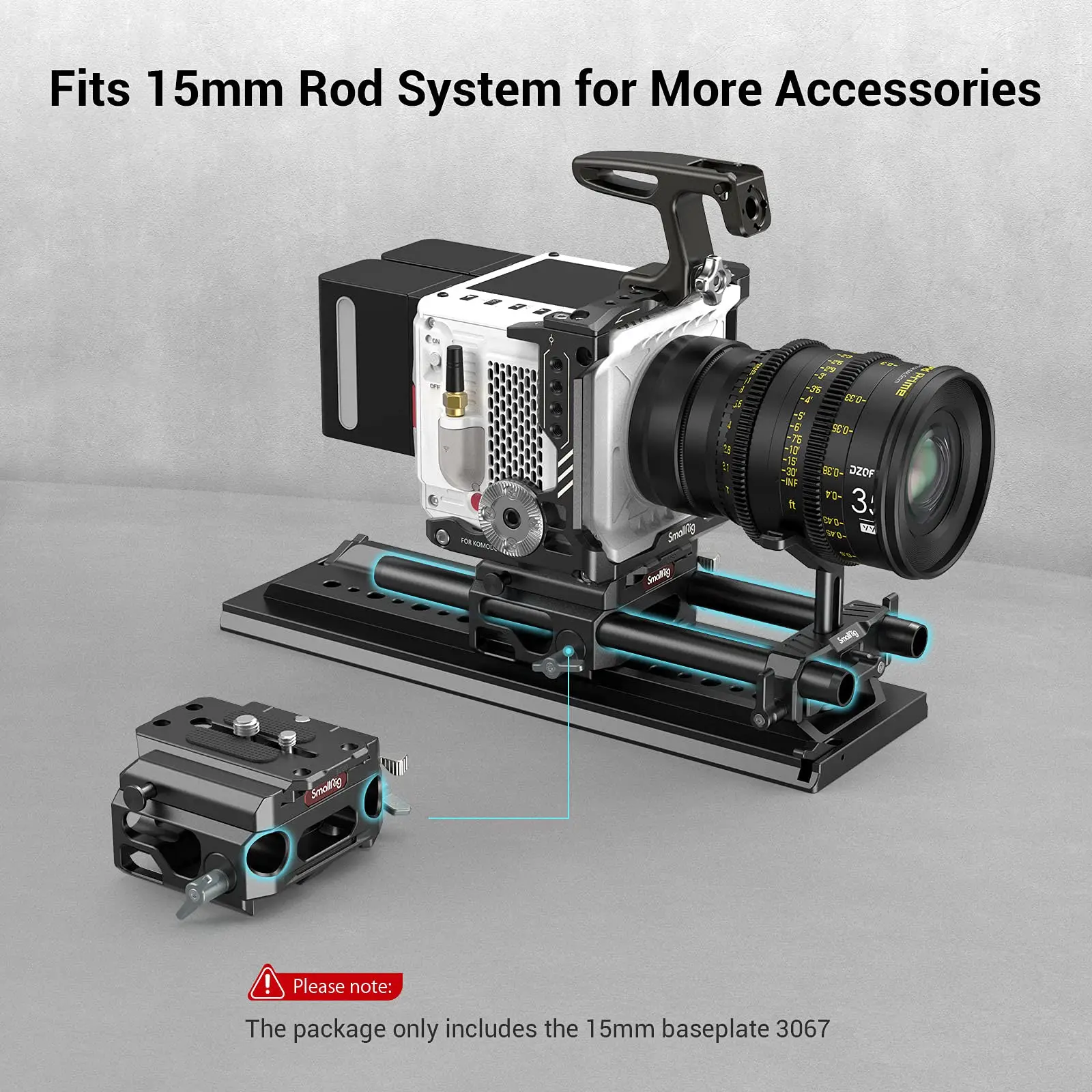 SmallRig Lightweight Base Plate Riser System For Sony with Dual 15mm Rod Clamp Plate for Manfrotto Style 40% Lighter