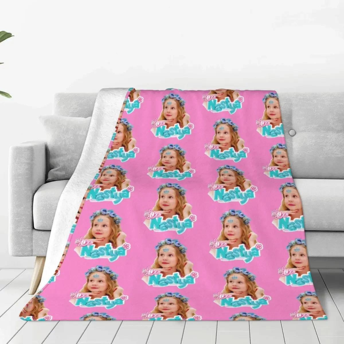 Cute Like Nastya Girl Knitted Blanket Anime Cartoon Wool Throw Blanket Home Couch Decoration Ultra-Soft Warm Bedsprea