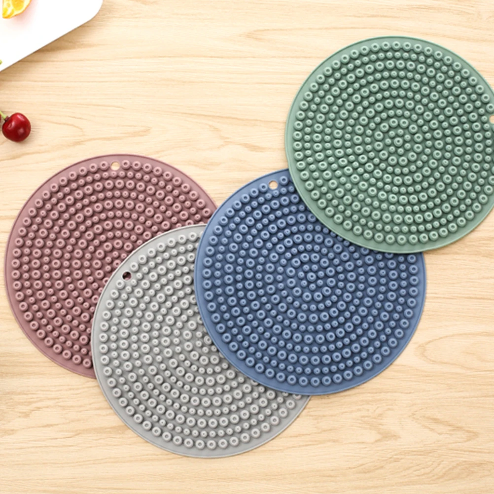 

2pcs Silicone Heat Resistant Table Mat Anti-Slip Kitchen Insulation Pad Crafts Bowl Cushion For Home Use Grey High Temp