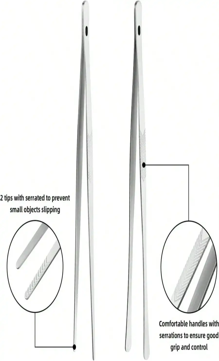 ملقط طهي المطبخ من ChefBee - قطعتان من أدوات المطبخ المصنوعة من الفولاذ المقاوم للصدأ، ملقط معدني ناعم مع ملقط