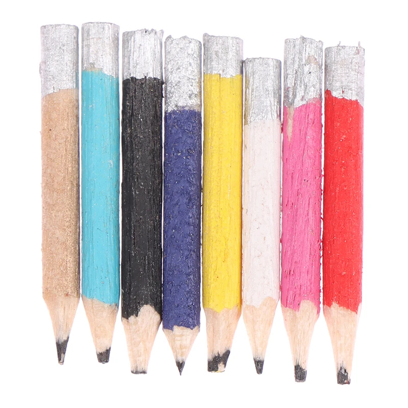 8Pcs 1:6 Dollhouse Miniature Pen Mini Colored Pencil Model School Supplies Doll House Decor Accessories Kids Pretend Play Toys