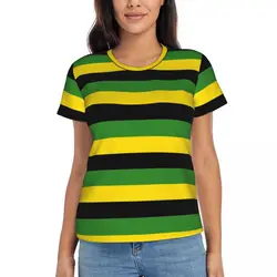 Jamaica Flag T Shirt Black Yellow Green Stripes Hip Hop T-Shirts Summer Street Fashion Tops 2024 Women Short-Sleeve Top Tees