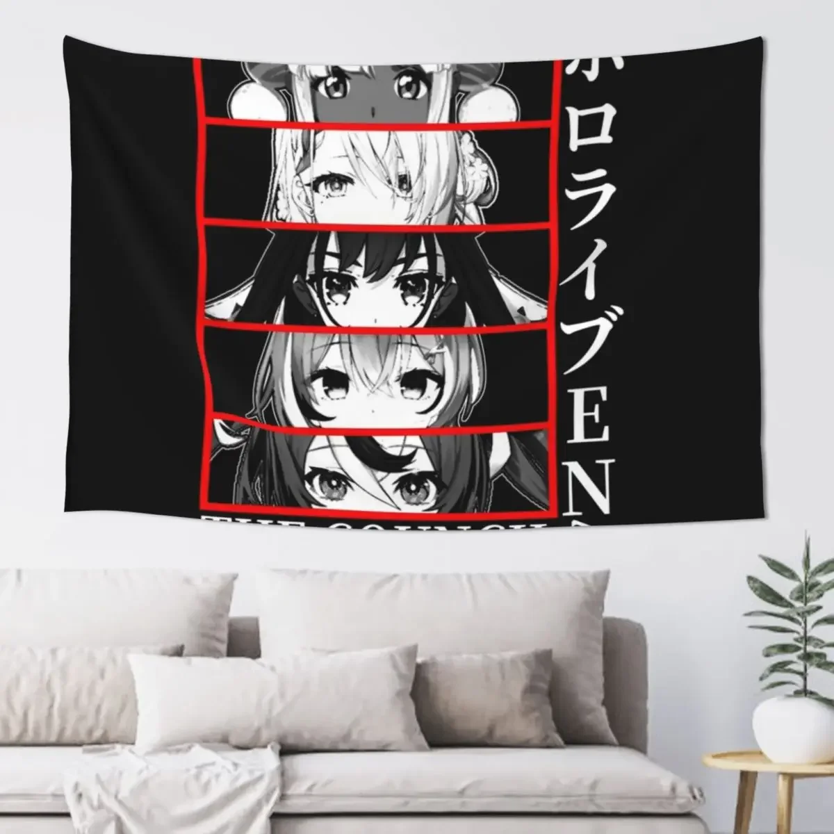 Hololive EN Council Panel Tapestry Anime Decor Decoration For Home Tapestry