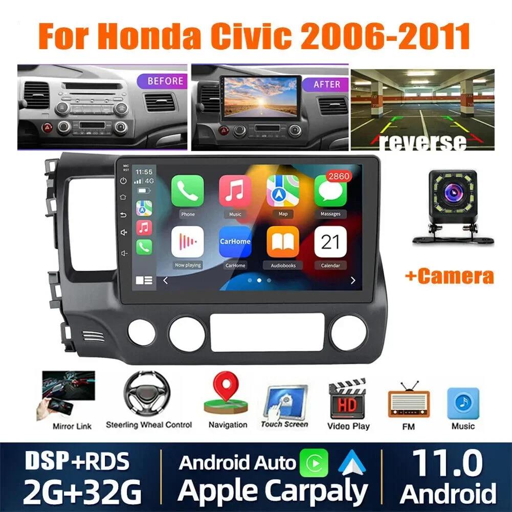 

2G+32G Radio for Honda Civic 2006-2011 Rimoody Android 11 Car Stereo with GPS Navigation WiFi Mirror Link 10 Inch Touchscreen