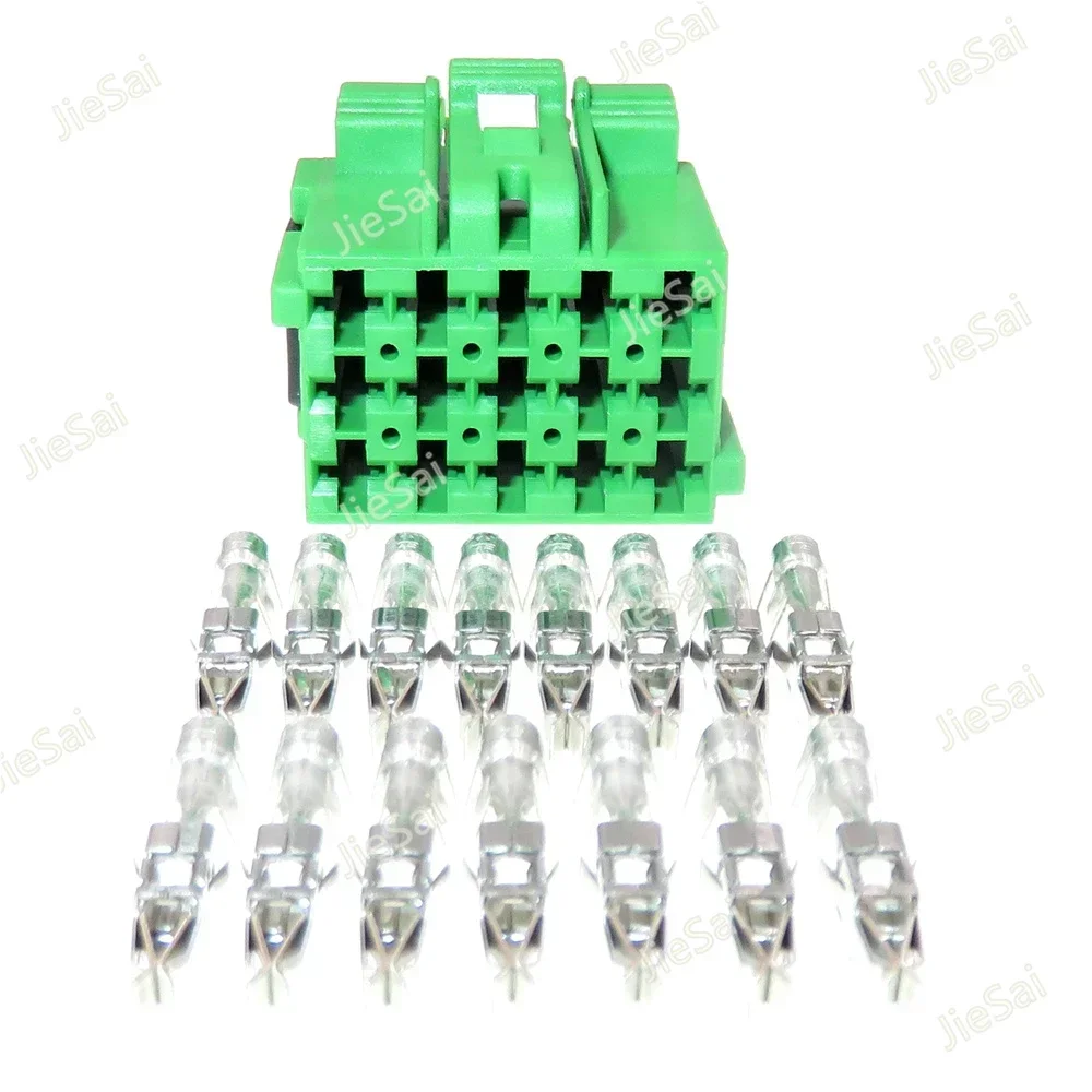 15 Pin Car Plastic Housing Unsealed Connector Auto Parts 1-967623-2 Green Automobile Wire Harness Socket
