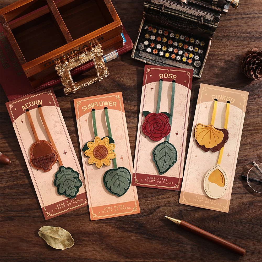 1Pc Multi-Purpose Faux Leather Bookmark Floral Pattern With Rope Tassel Can Be Used As Page Marker Bag Charm & Planner Accessory
