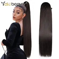 Synthetic Long Straight Ponytail Drawstring Pony Tail 32inch Clip In Hair Extensions for Women Organic Heat Resistant Fake Hair