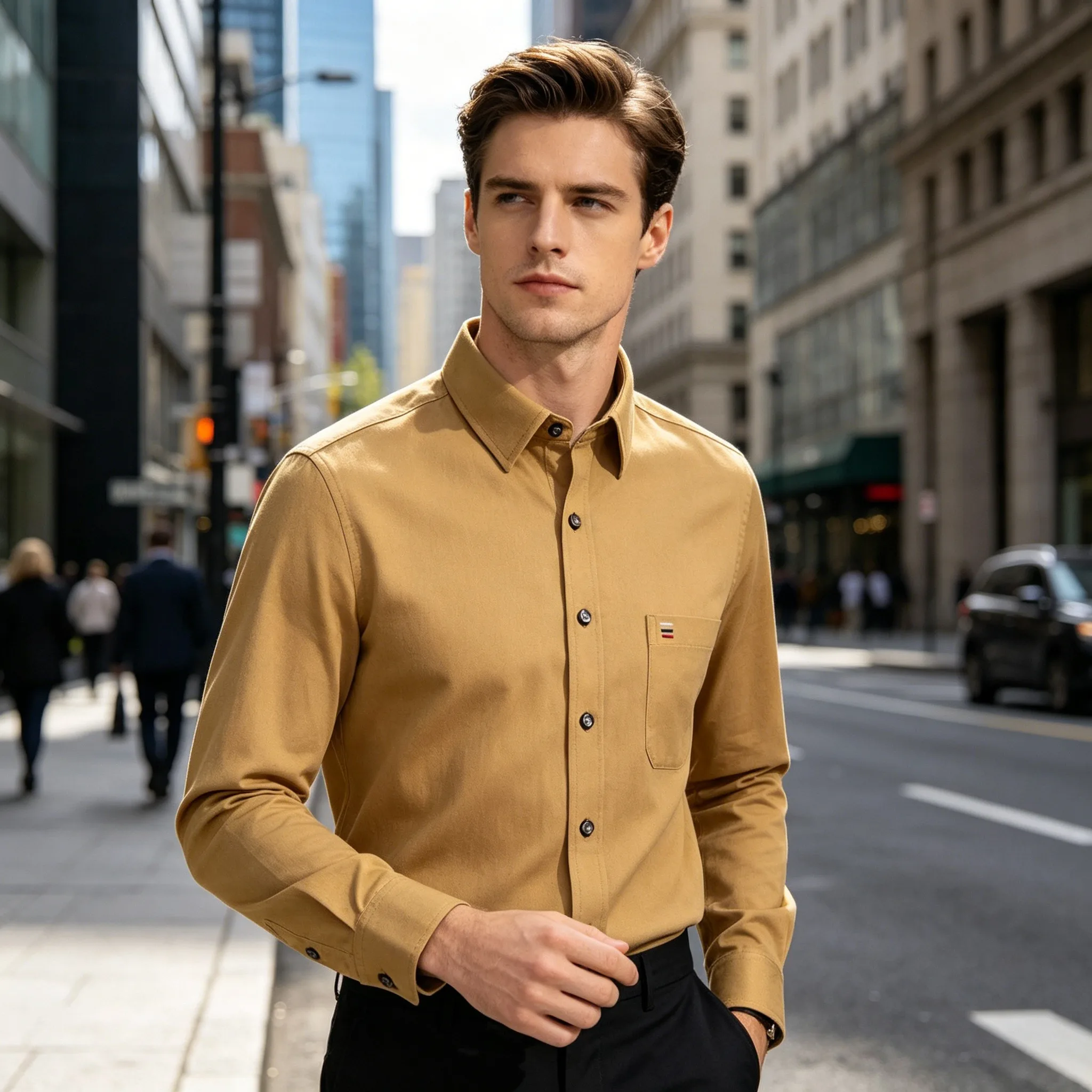 Autumn Winter Thcik 100% Pure Cotton Men's Shirts Long Sleeve Solid Soft Regular Fit Formal Dress Shirt Social Blouse Plus Size