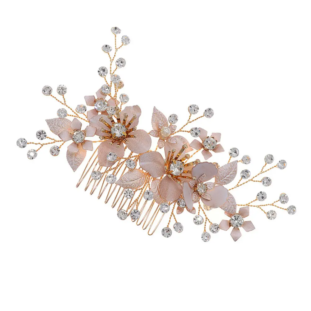 

1Pcs Pearl Rhinestone Hair Comb Alloy Elegant Bridal Headdress Exquisite Crystal Decorated Hair Accessory for Women Wedding