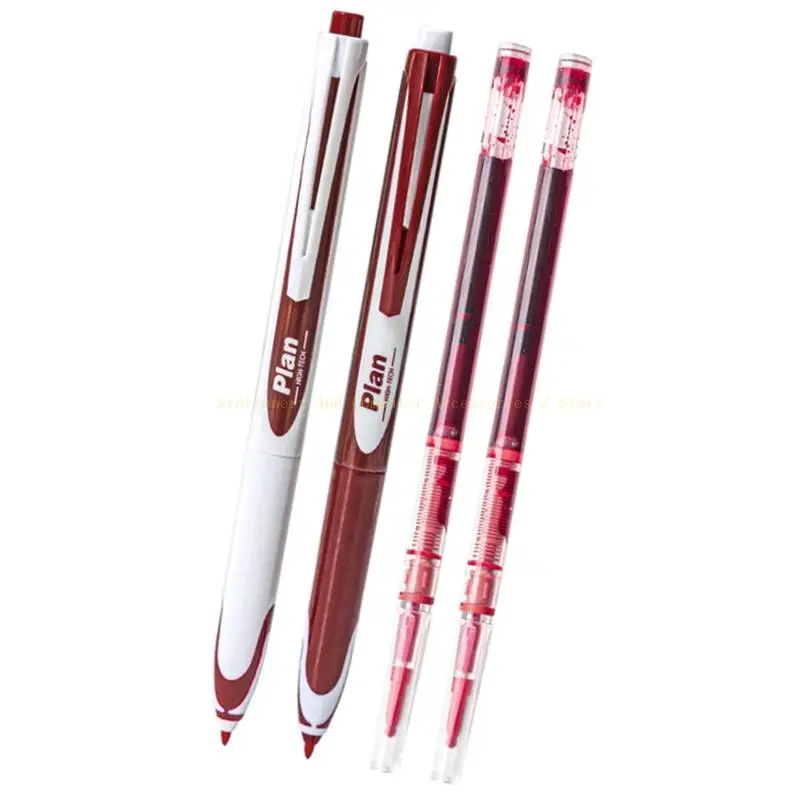 2PCS Retractable Roller Gel Pen Gel Inks Pen with 2 Pen Refills For Writing