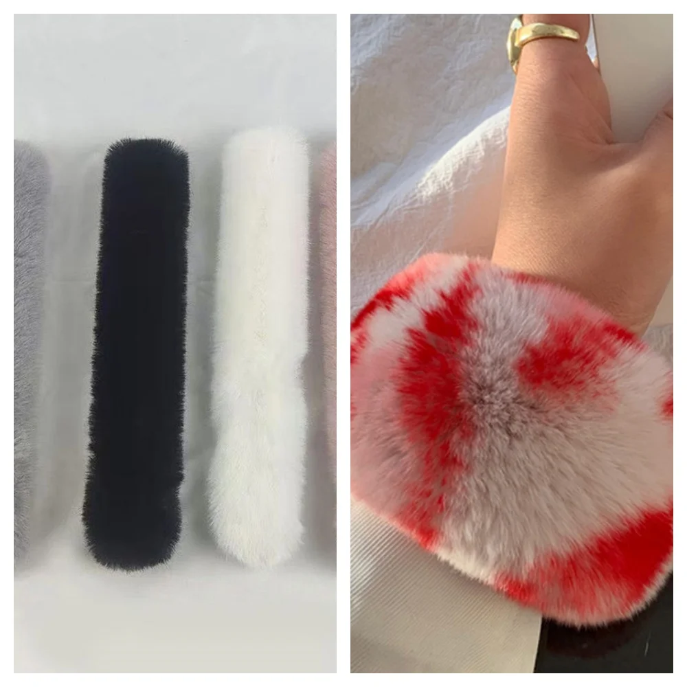 

Rabbit Fur Cuffs Fluffy Fur Hair Ropes Plush Hair Rings Useful Bracelet Furry Wrist Real Fur Cuffs Winter Warmer Sleeves