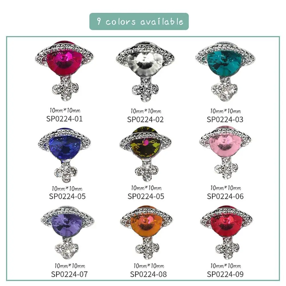 10Pcs/Pack Jewelry Luxury Nail Charms Nail Parts 3D Zircon Alloy Nail Art Decoration Colorful Gems Stones Crystal Rhinestones