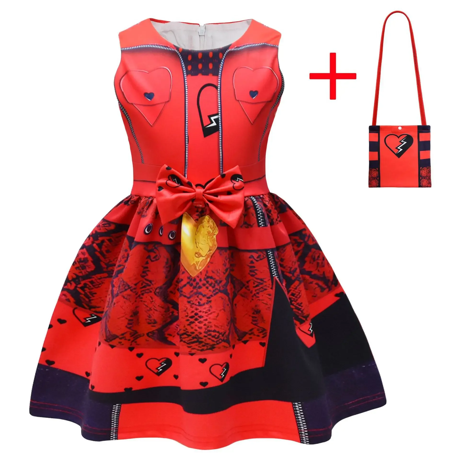 Kids Girls Movie The Rise of Sleeveless Bow Princess Dress Bag Set Outfit Christmas Role Play Halloween Cosplay Costume