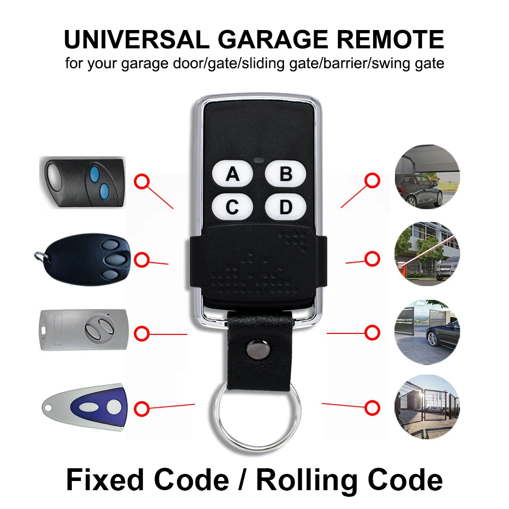 Universal 280MHz-868MHz Multi Frequency Garage Door Remote Control Duplicator 390 315 433MHz Fixed Rolling Code Transmitter
