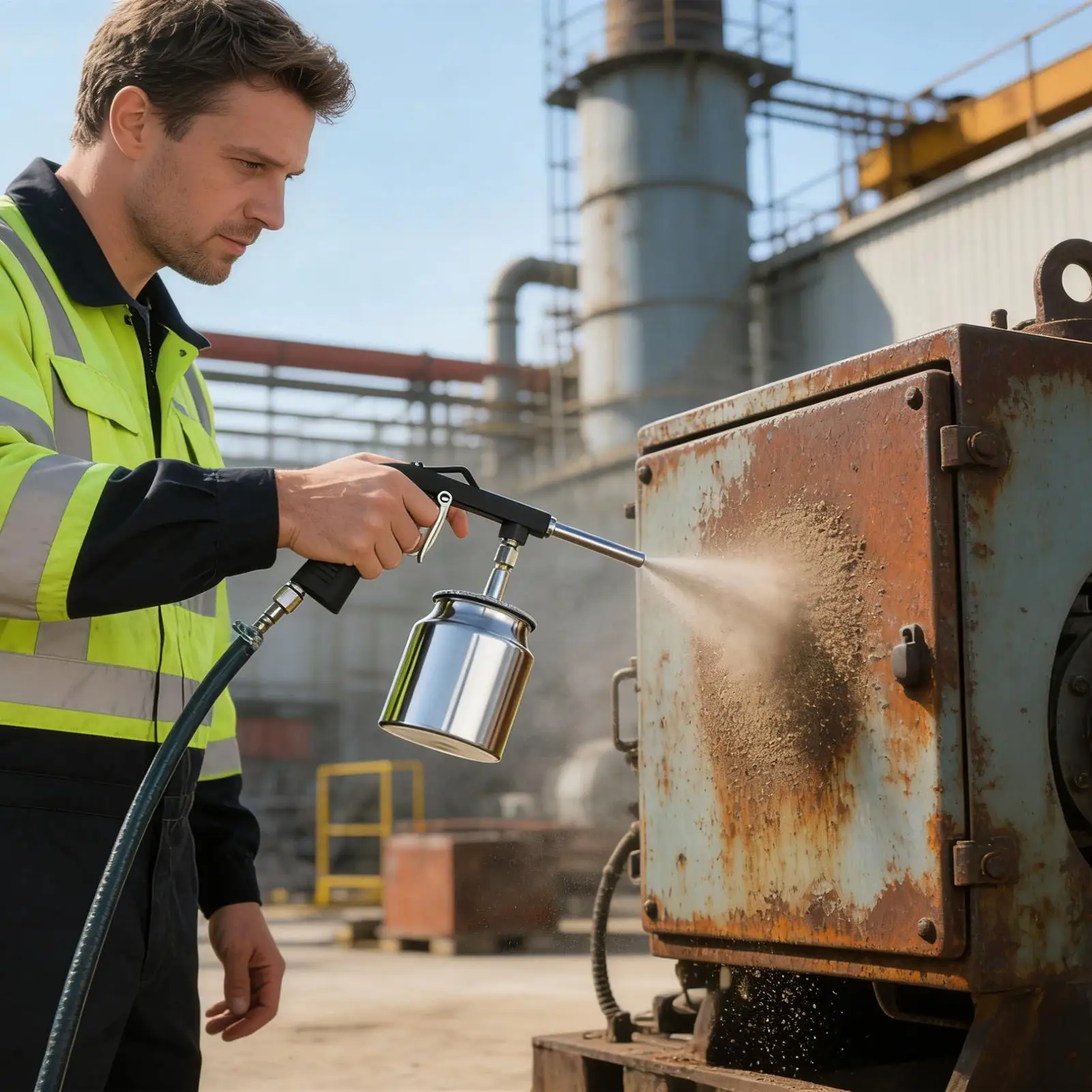 Sandblasting Spray Heavy Duty Air Powered Precision Media Blasting Device For Air Compressor For Refinishing Maintenance