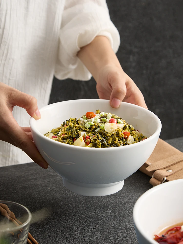 Elegant High Footed Bowl for Home Use Special Good Looking Chinese Style Soup Bowl Personal Dedicated Spicy Hot Pot Large Bowl