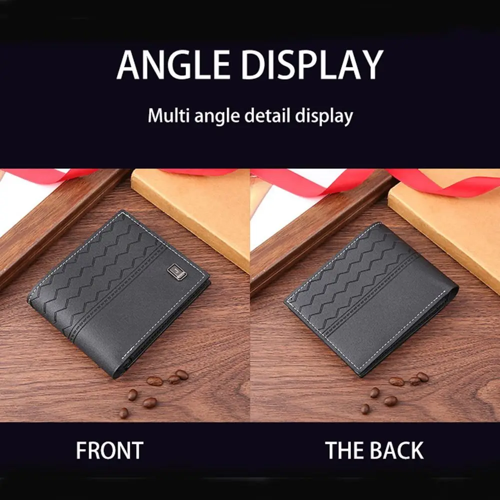 Two-fold Men Foldable Wallet Multi-position Large Capacity PU Leather Wallet Foldable Skin Men's Short Wallet ID Card Holder