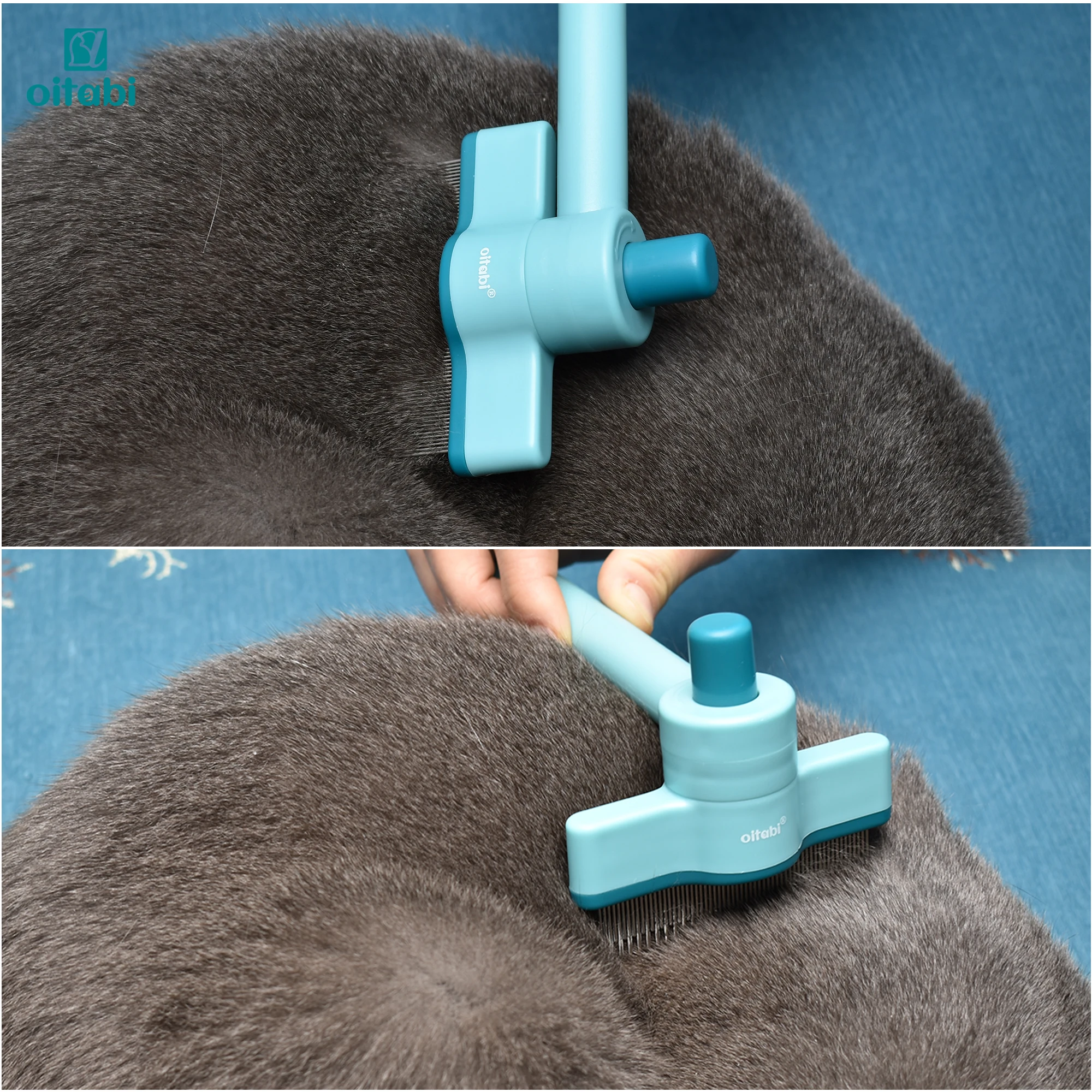 OITABI 1/2 Stück drehbarer Flohkamm für Katzen und Hunde, Bürste zum Ausfallen von Haustierhaarentfernungskamm mit Edelstahlzähnen zum Enthaaren – Detail 9