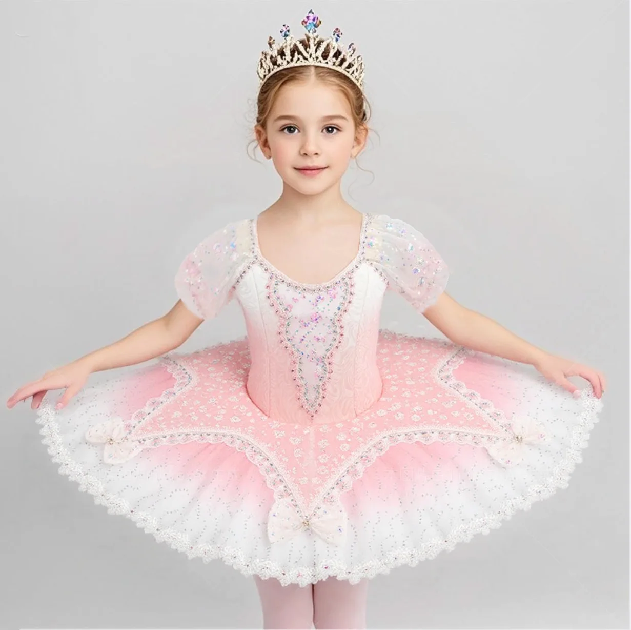 

Children Ballet Dress Professional Tutu Dance For Girls Kids Leotard Ballerina Group Performance Skirt Little Swan Velvet