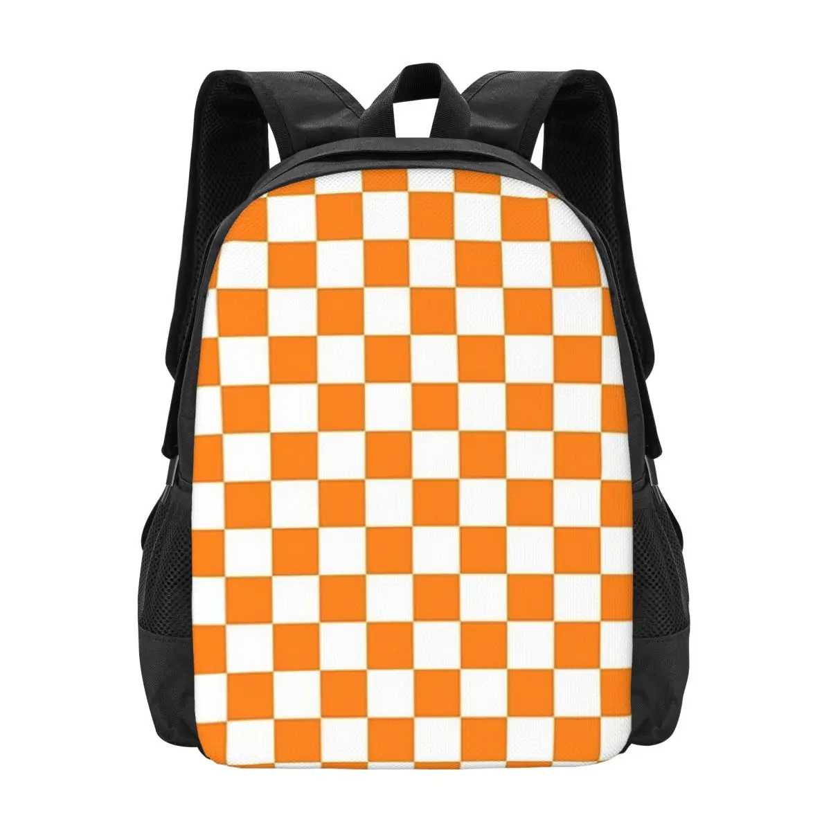 

Orange White Checkered Pattern Backpack Hot Sale Daypack Large Capacity Children BookBag School Bag Shoulder Bags for Men Women