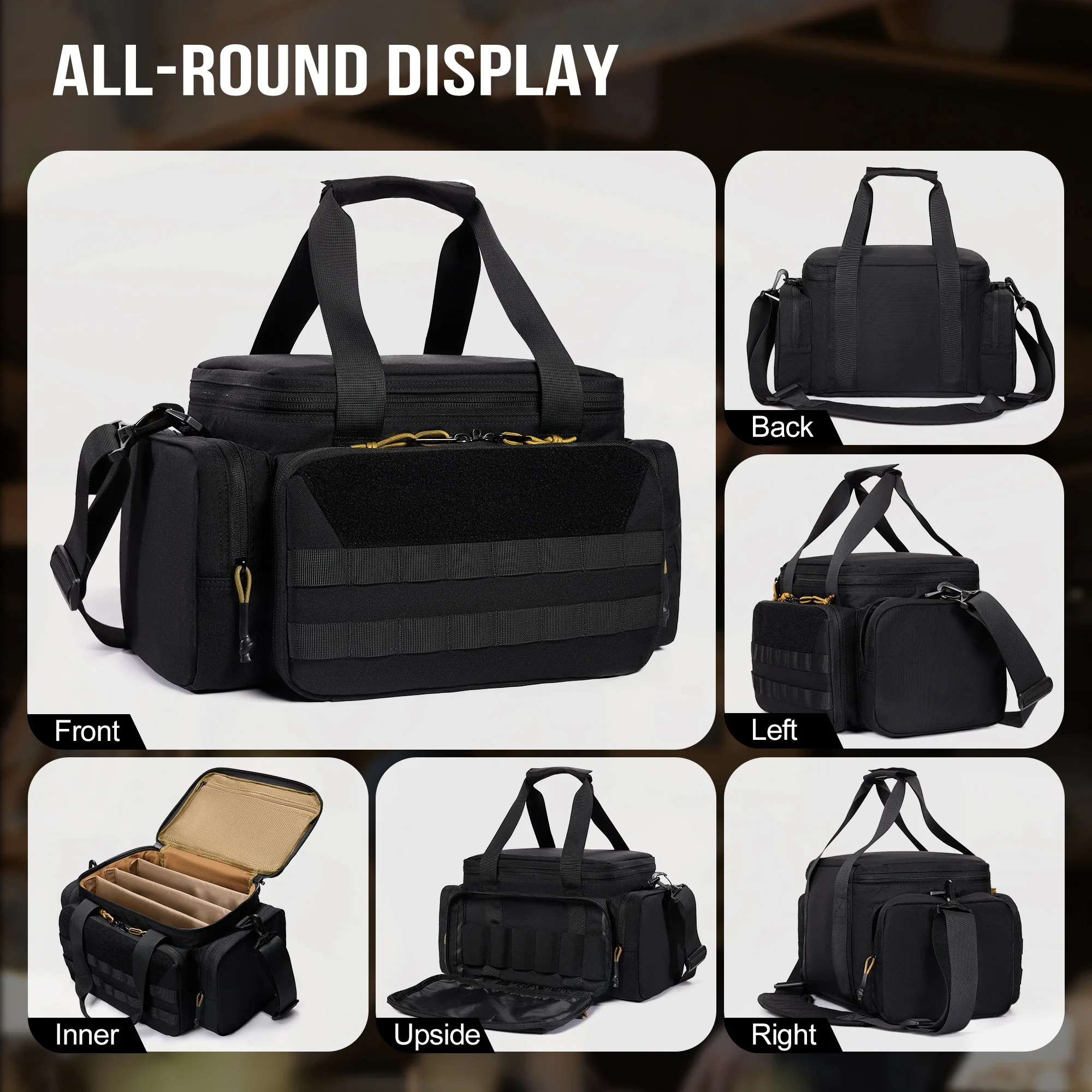 onetigris-ガンレンジバッグ、ハンドガン用狩猟射撃レンジバッグ、取り外し可能な仕切り3個付き、釣り、ハイキング、スポーツ用ダッフルバッグ