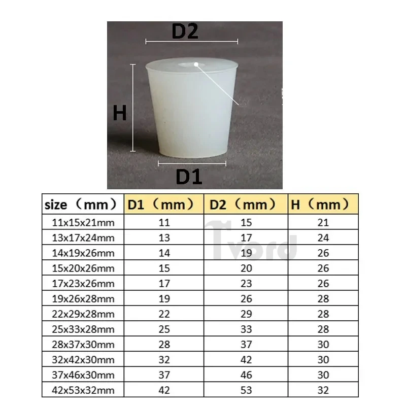 1-5Pcs With 8mm Hole Silicone Stopper Conical Plugs Perforated Food Grade Through-Hole Silicone Stopper