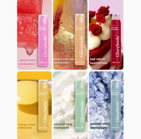 GlorySmile Fruit-flavored Toothpaste Fresh Breath Crystal Gel Oral Care Watermelon Peach Mint Coconut PAP+ Whitening Toothpaste