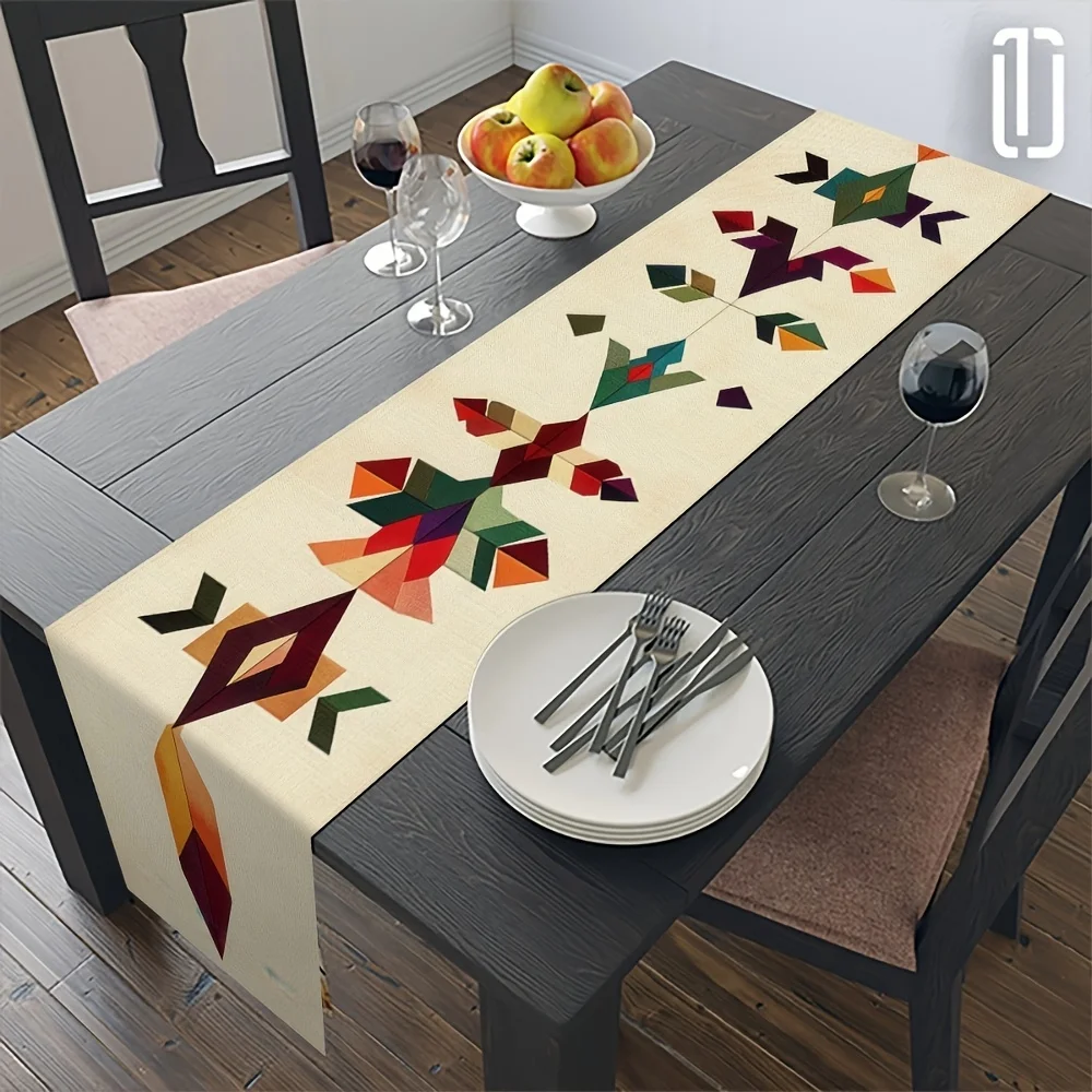 1pc Bohemian Pattern Table Runner, Suitable for Home Kitchen Decor, Boho Style Decoration, Holiday Party Dining Decor