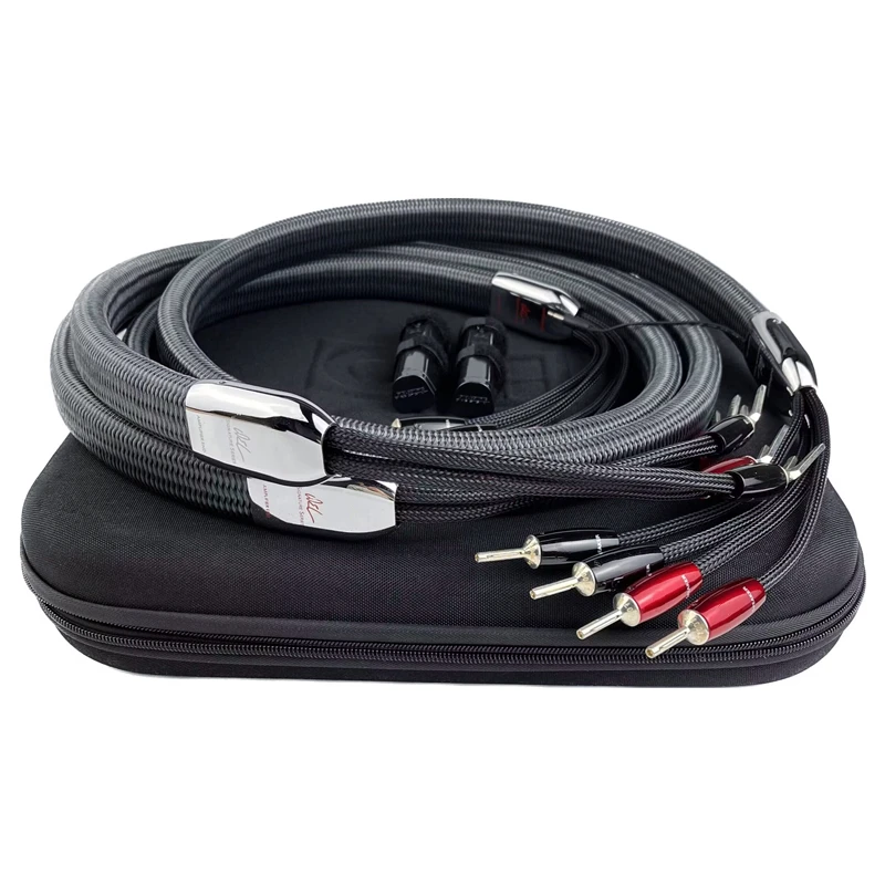 Hi-end Audiophile Wel Bi-Wire Speaker Cable PSS Silver HiFi Audio Loudspeaker Wire with Box