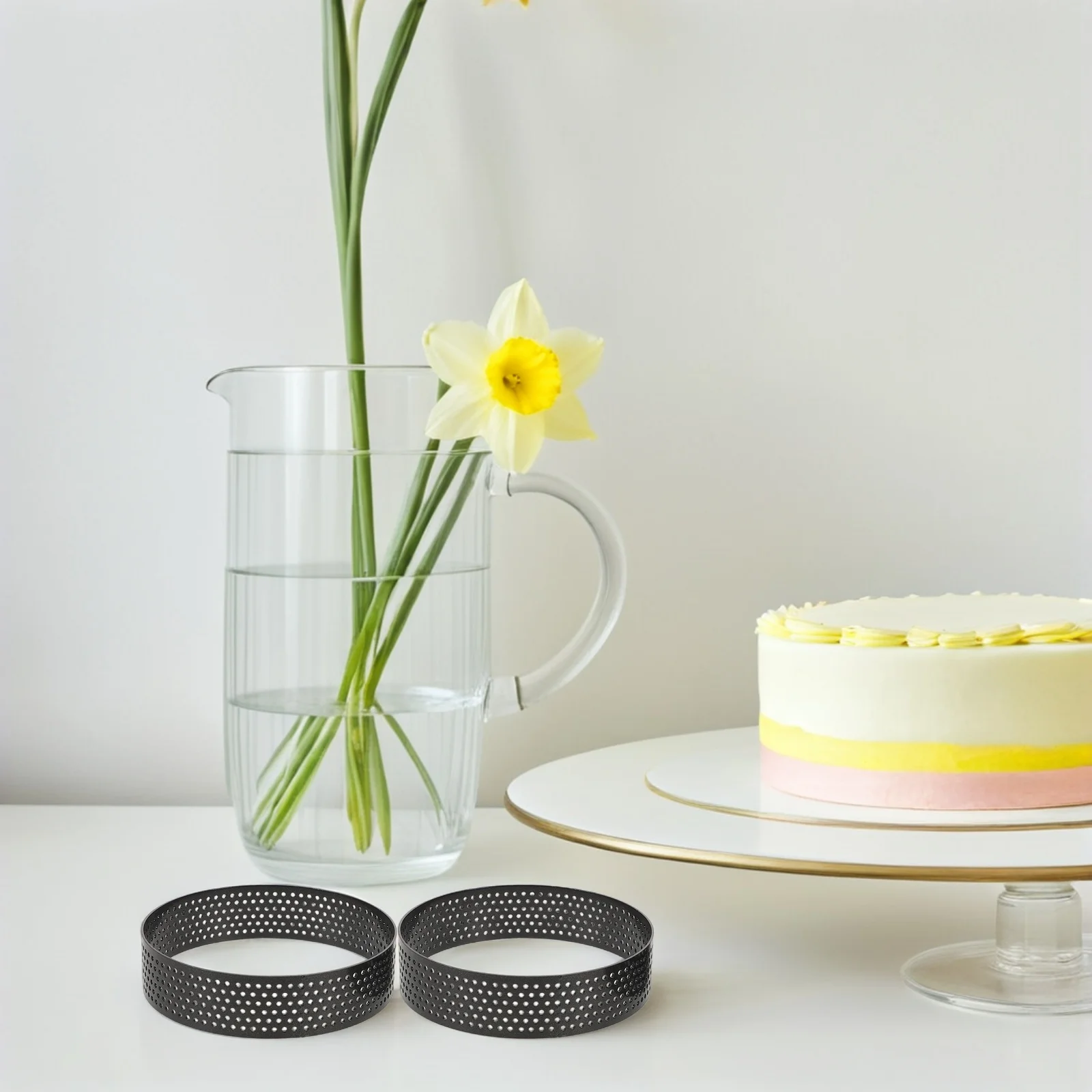 

10Pcs Mousse Cake Mold Stainless Steel Round Perforated Tart Rings 3.14 Inch Baking Pastry Ring Mold for Cheesecake Dessert Bake