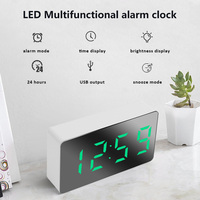 Led Mirror Alarm Clock Mini Home Decorative Electronic Digital Alarm Display Time Night Desktop USB Clock Desk Bedroom Decor