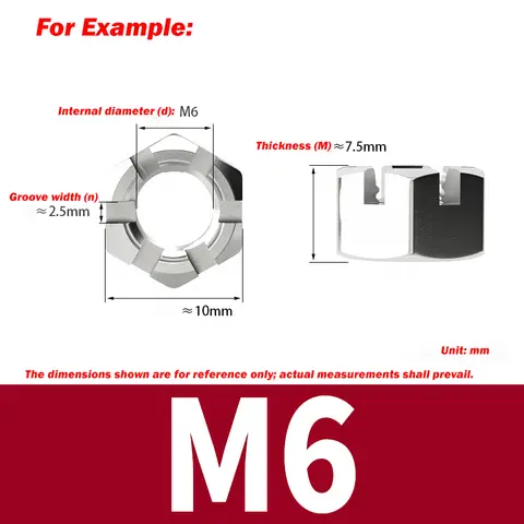 1-5 st 304 rostfritt stål förtjockade sexkantiga slitsmuttrar M6 M8 M10 M12 M14 M16 M18 M20 M24 sexkantiga slitsade kronmutter 10 best sales m14 mutter - №9