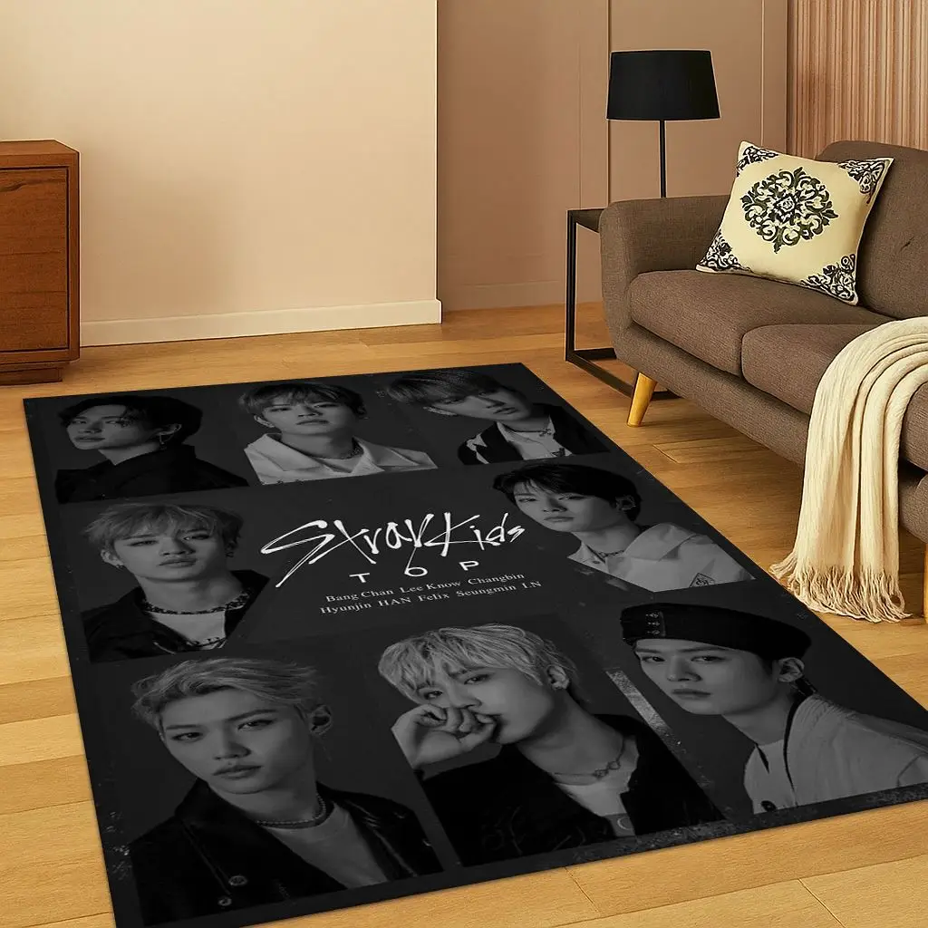 Kpop Star S-Stray Kids Hyunjin Teppich für Schlafzimmer, Wohnzimmer, Sofa, Zuhause, Fußmatte, Heimdekoration, Bereich Teppich, rutschfeste Bodenmatte, Geschenk