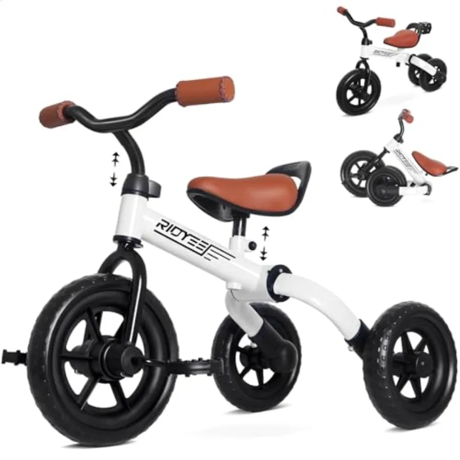 

Трехколесный велосипед-трансформер 3-в-1 и беговел для малышей от 2 до 5 лет, белый, с регулируемым рулем и сиденьем, DIY-платформа