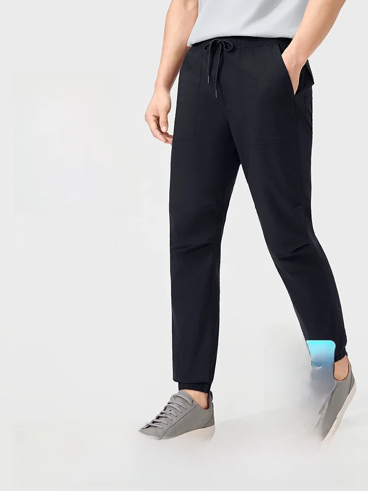 

Purcotton Full Cotton Men's Woven Pants Summer New Fitness Sport Loose Sun Protection Straight Leg Elastic Waist Sports Style