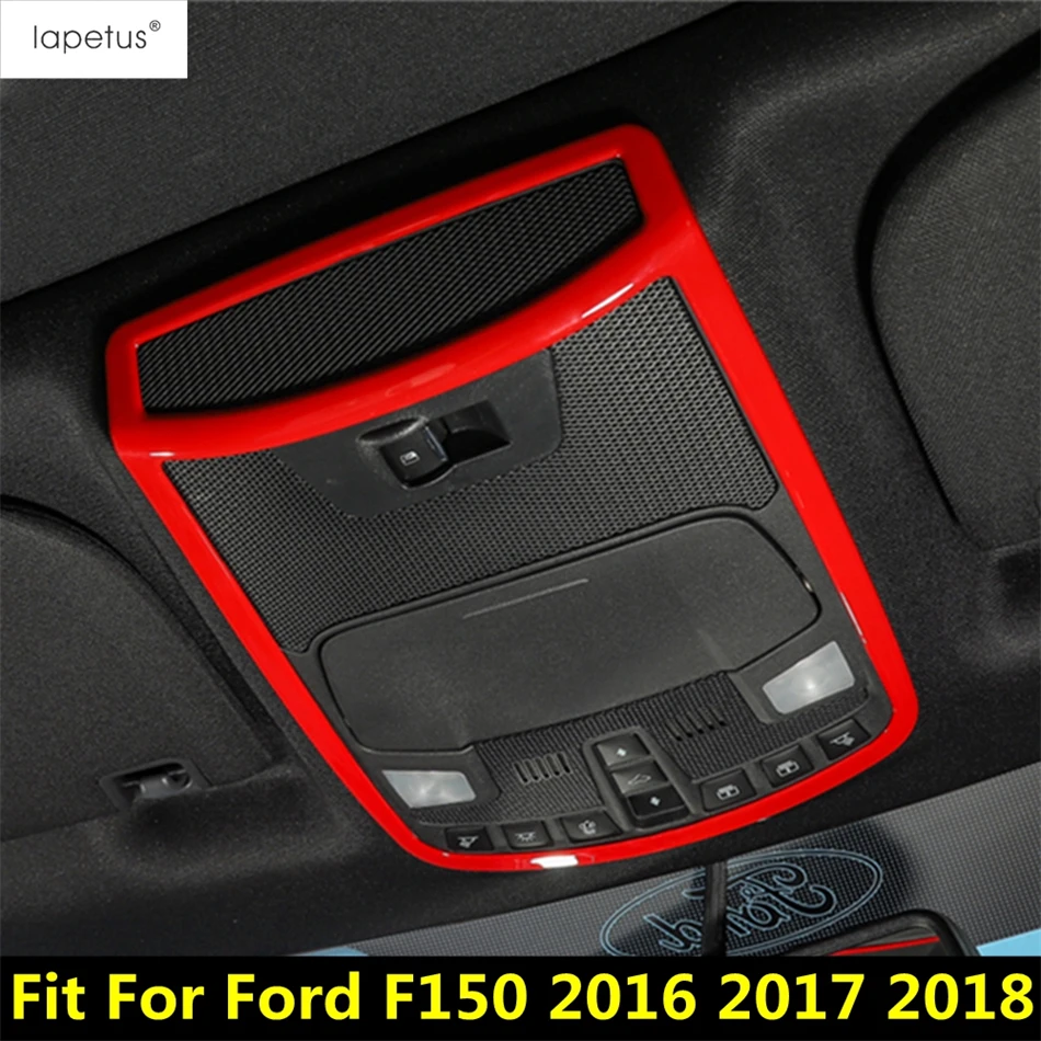 

Front Seat Upper Roof Reading Light Lamp Frame Decoration Cover Trim ABS Red Accessories Interior For Ford F150 2016 2017 2018