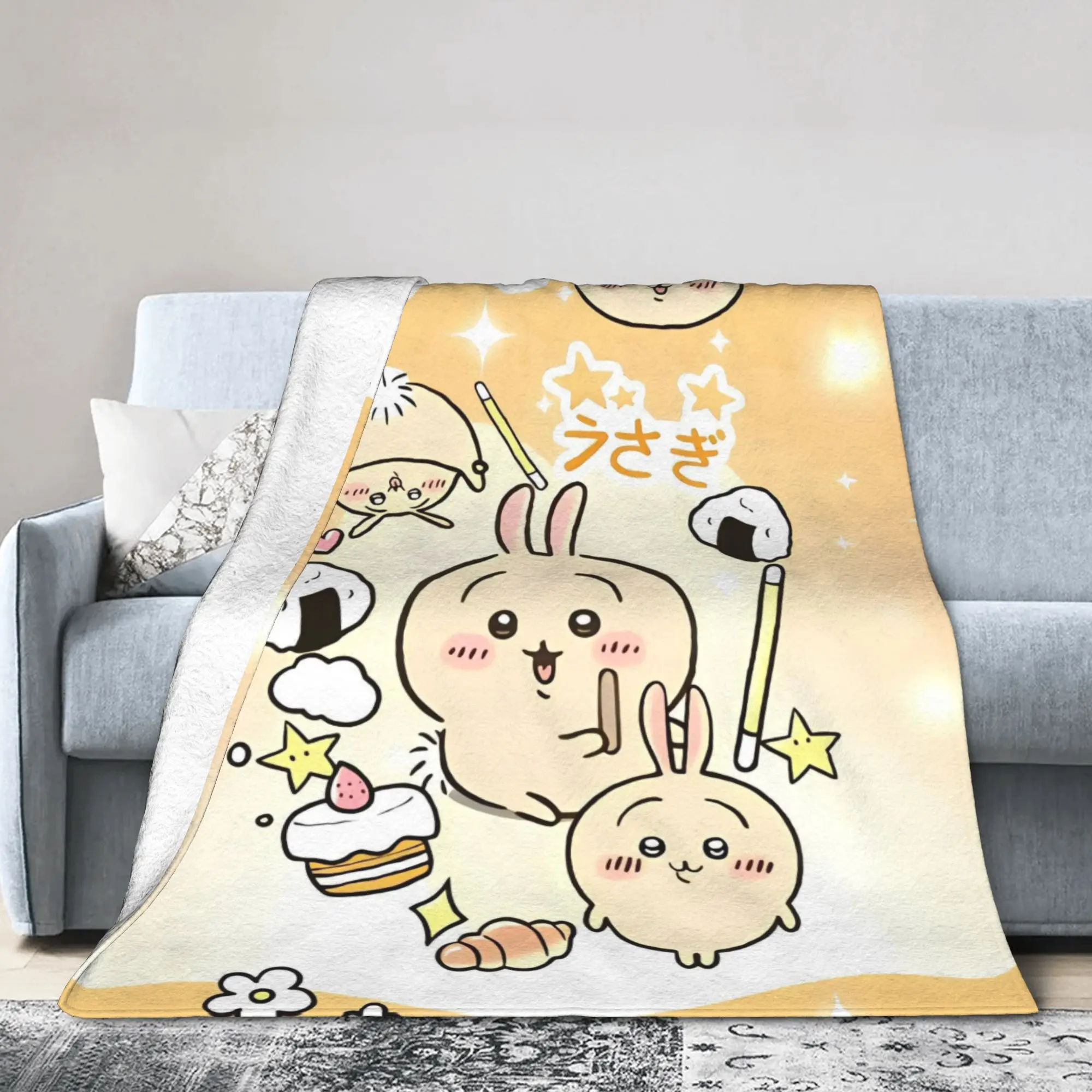 

Cute Cartoon C-Chiikawa Usagi Blankets Fleece All Season Breathable Warm Throw Blanket for Bedding Outdoor Bedspreads