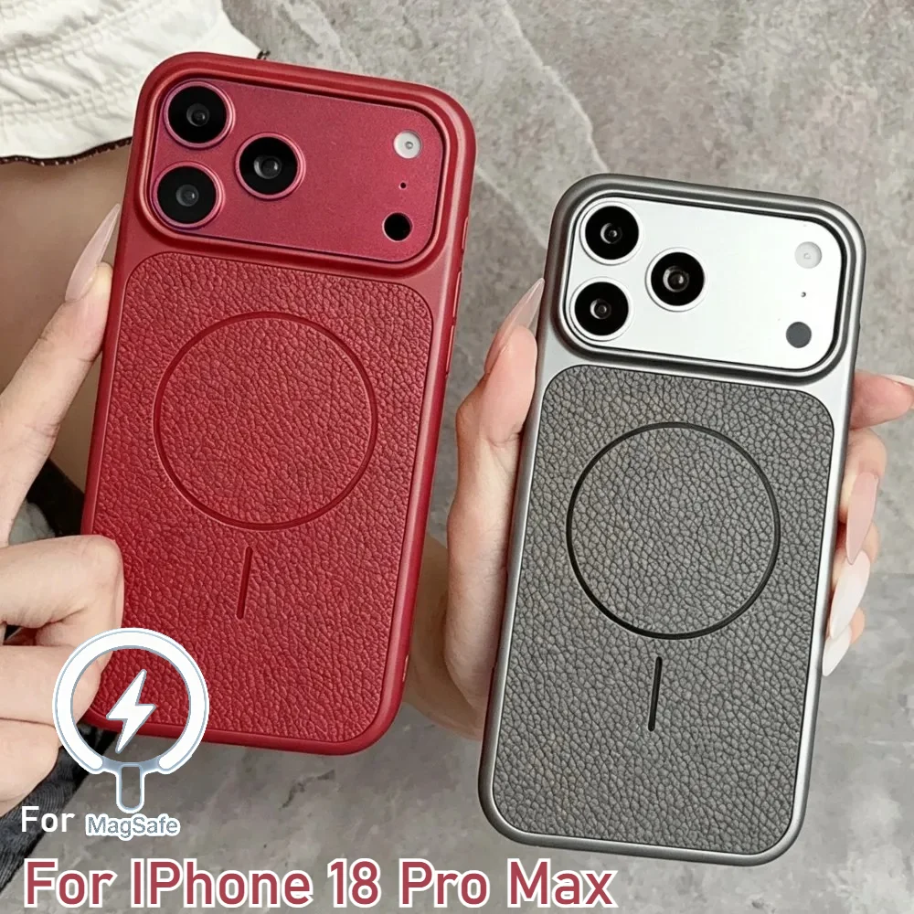 Luxuriöse PU-Lederhülle für Magsafe Magnetische Hülle für iPhone 18 17 16 15 14 13 12 ProMax Harte PC-Hülle Kabellose Ladefunktion Sturzsichere Abdeckung