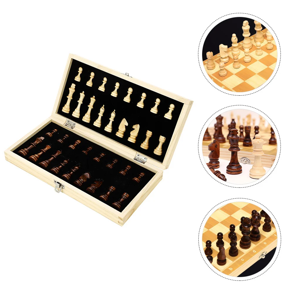

1Set Foldable Magnetic Wooden Chess Game Board Lightweight Portable Educational Strategy Game for Family Trip Car Train Outdoor