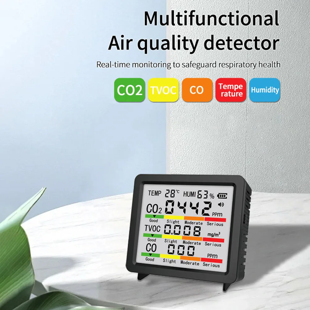 monitor-de-qualidade-do-ar-5-em-1-detector-de-co₂-formaldeido-vocs-medidor-de-temperatura-e-umidade-com-interface-tipo-c