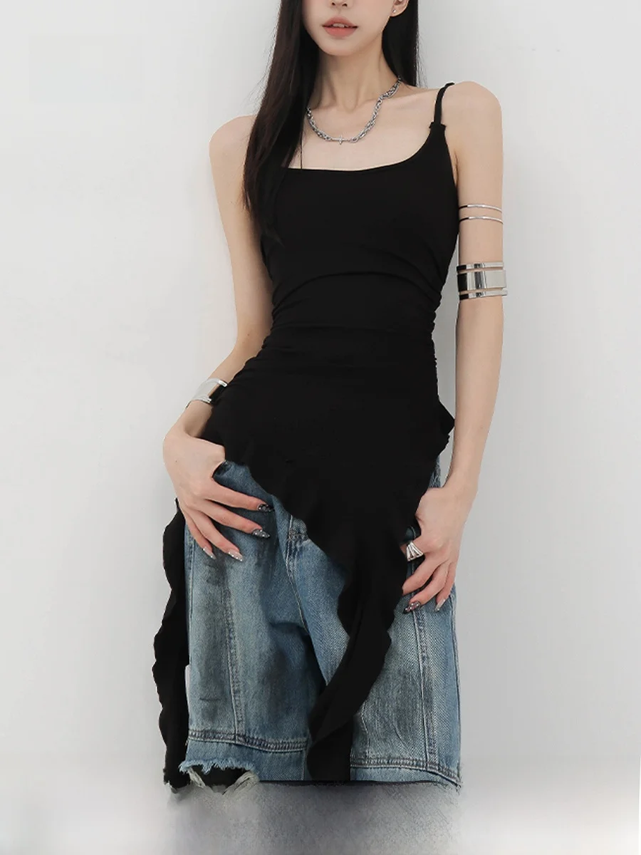 

Асимметричный жилет Sa на бретельках, женский дизайн, летний Bla, асимметричный женский базовый жилет для поездок на работу, длина миди