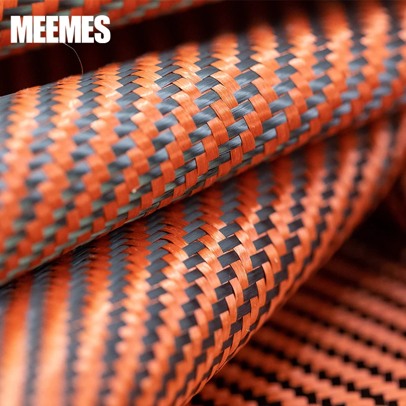 3K Orange Kevlar and Carbon Fiber Cloth, Twill Weave, Fibra De Carbono, Jacquard Lotes, Use for DIY