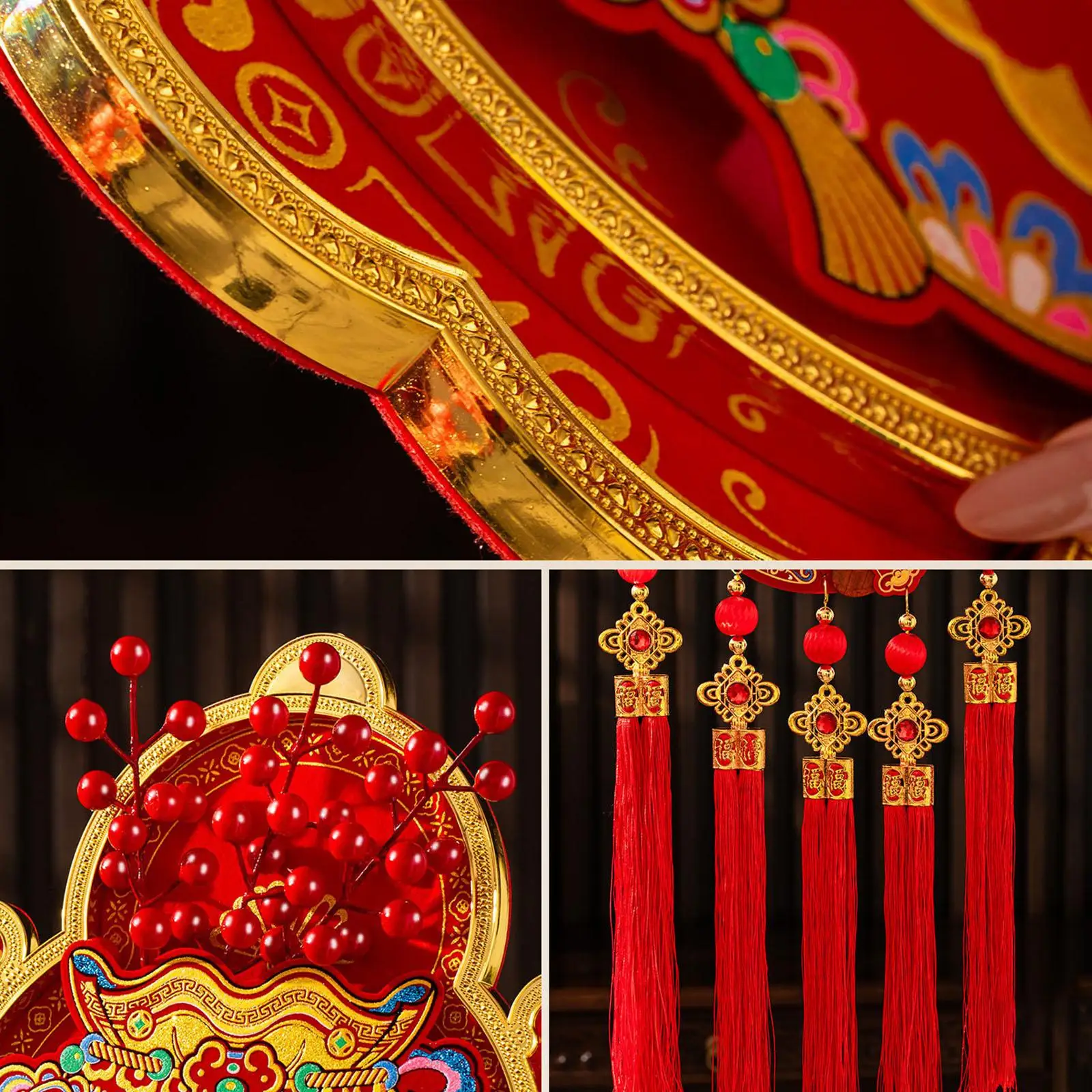 Contemporary Spring Festival Door Hanging Ornament Red Velvet Pendant Decorative Ceiling Accessories for Lunar New Year Decor view 3
