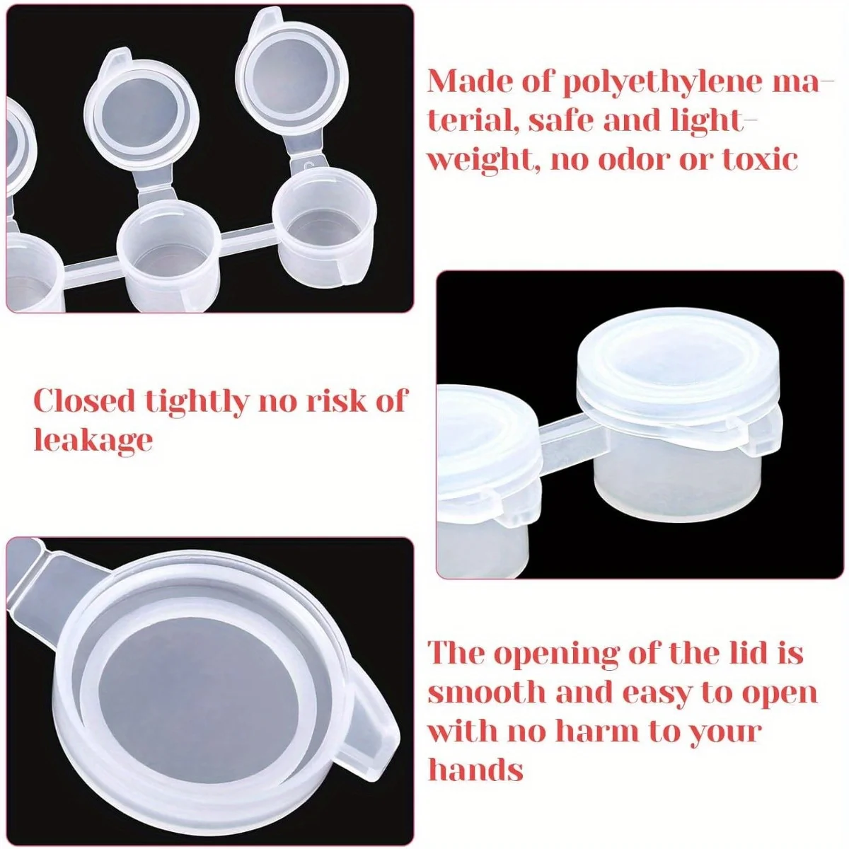 240pcs 40 Strips Empty Acrylic Mini Paint Pot Container Strip Storage with Lid for Classrooms School Art Crafts 3ml/ 0.1oz