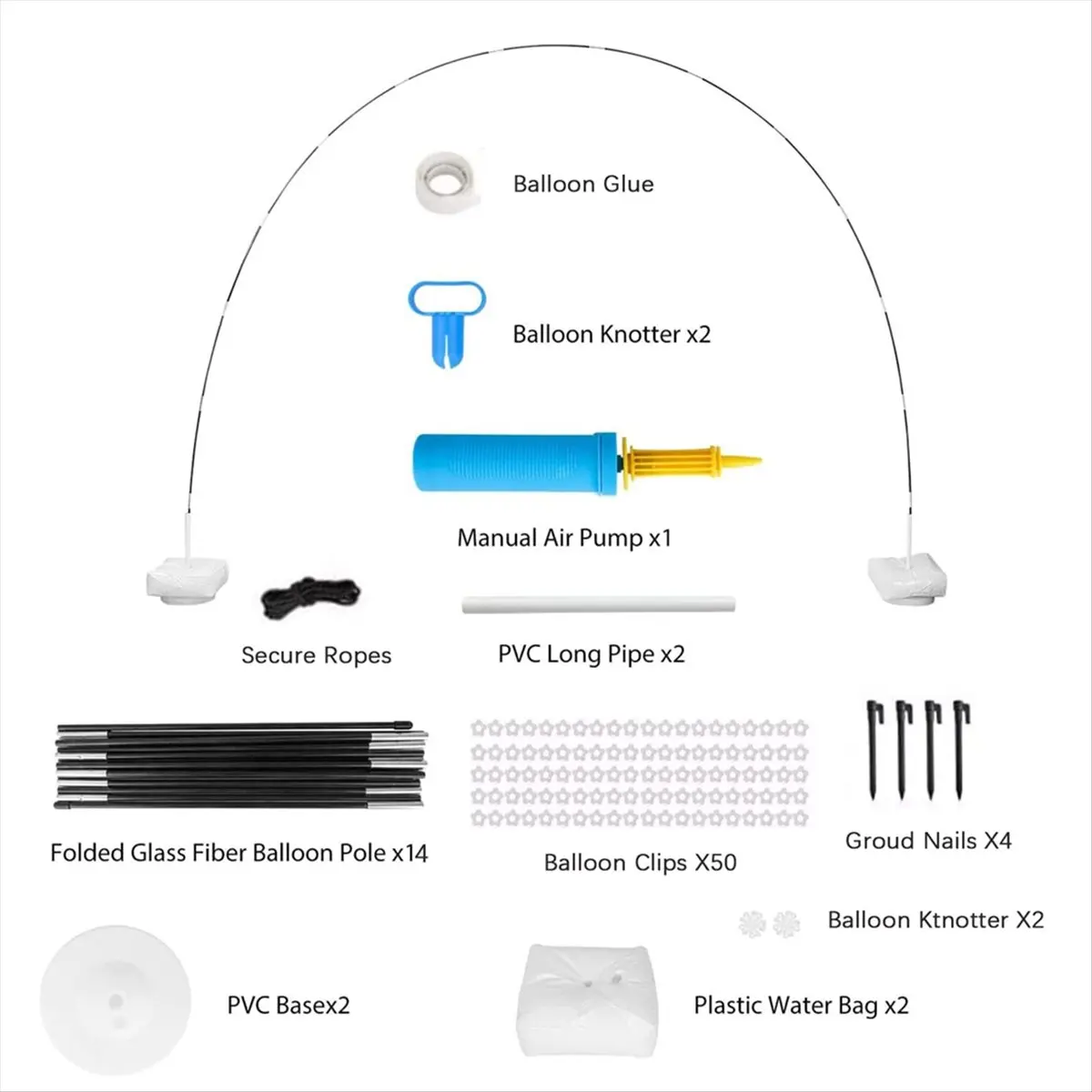 Learned- 76PCS Balloon Arch Stand Reusable Balloon Arch Kit 10FT Adjustable Balloon Arch Stand Set Frame for Decorations