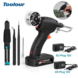 Toolour Cordless Soldering Iron DC 12V 80W Soldering Gun with 50g Solder Wire,Tin Suction Pump,Tweezers for Welding PCB Home DIY