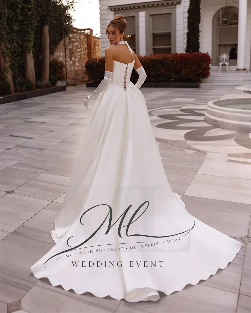 ML Fashion Strapless Lace Appliques A-Line Satin Bridal Gown Back Corset Evening Wedding Dress Customizable Size And Color 2026