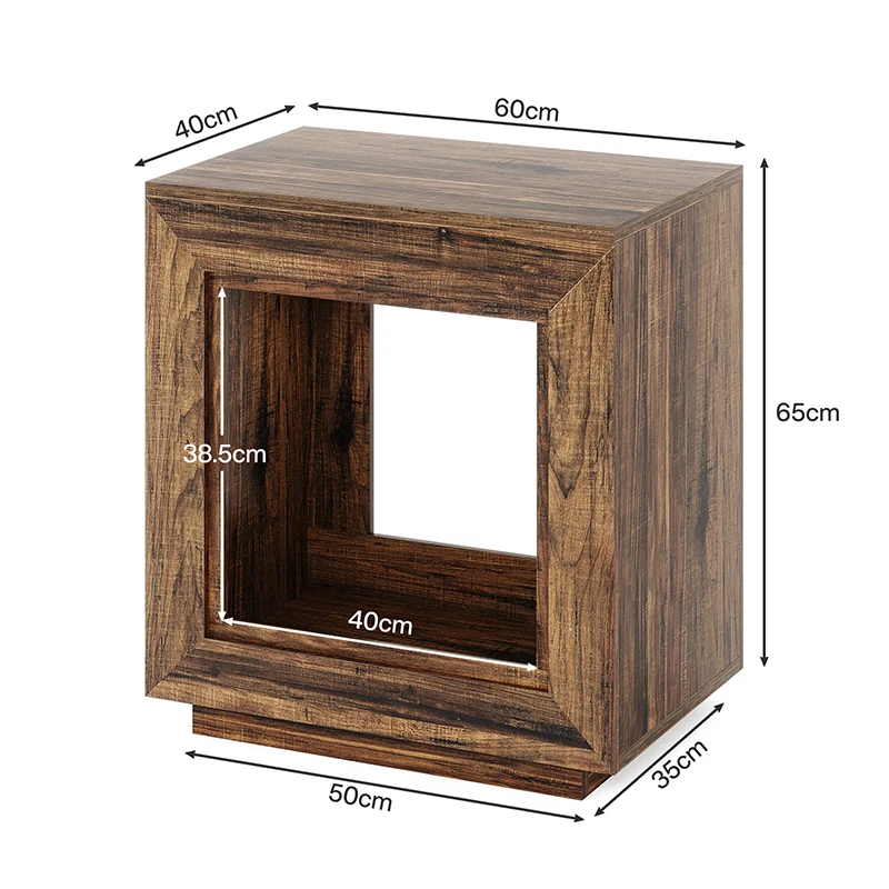 Table basse en bois, Table d'appoint moderne multifonction, carrée, amovible, petit rangement, Table